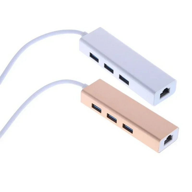 USB-C Gigabit Ethernet RJ45 LAN Adapter + USB 3.0 Hub USB-C Network Adapter Qme