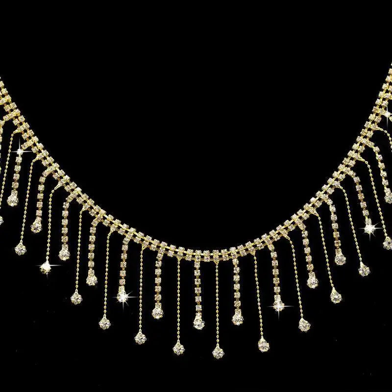 Rhinestone Fringe Trim Crystal Tassel Chain – DIY Sewing Rhinestone Fringe Trim Qst G