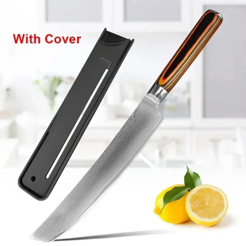 Damascus Steel Kitchen Knife – Wood Handle Chef Knife 16cm Damascus Kitchen Knife Qst