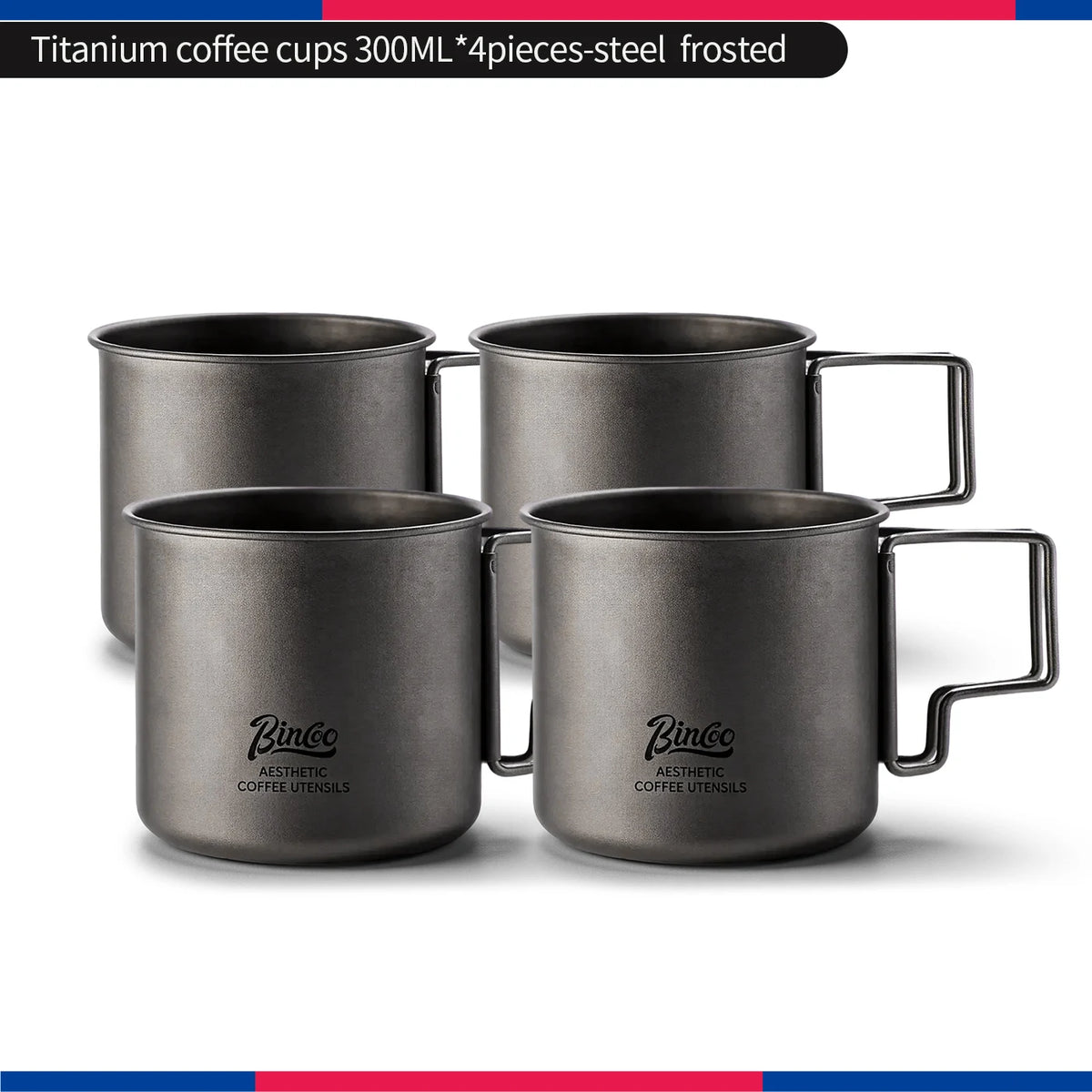 Bincoo Pure Titanium Folding Handle Mug – Camping Coffee Cup Titanium Camping Mug Qst B-4pcs