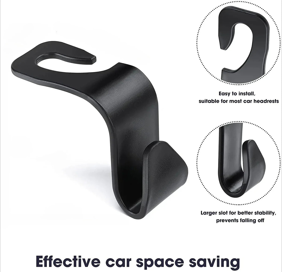 Car Headrest Hooks – Seat Back Bag Clips & Organizer 4-Pack Car Seat Organizer Qme