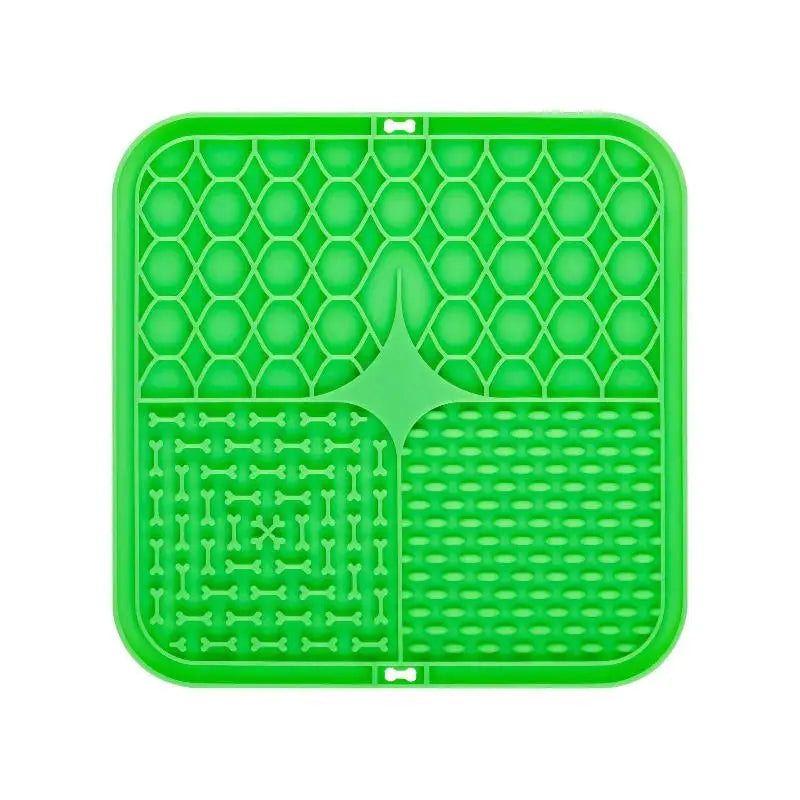 Silicone Pet Lick Mat Slow Feeder Bowl with Suction Cup Slow Feeder Lick Mat Qme Green