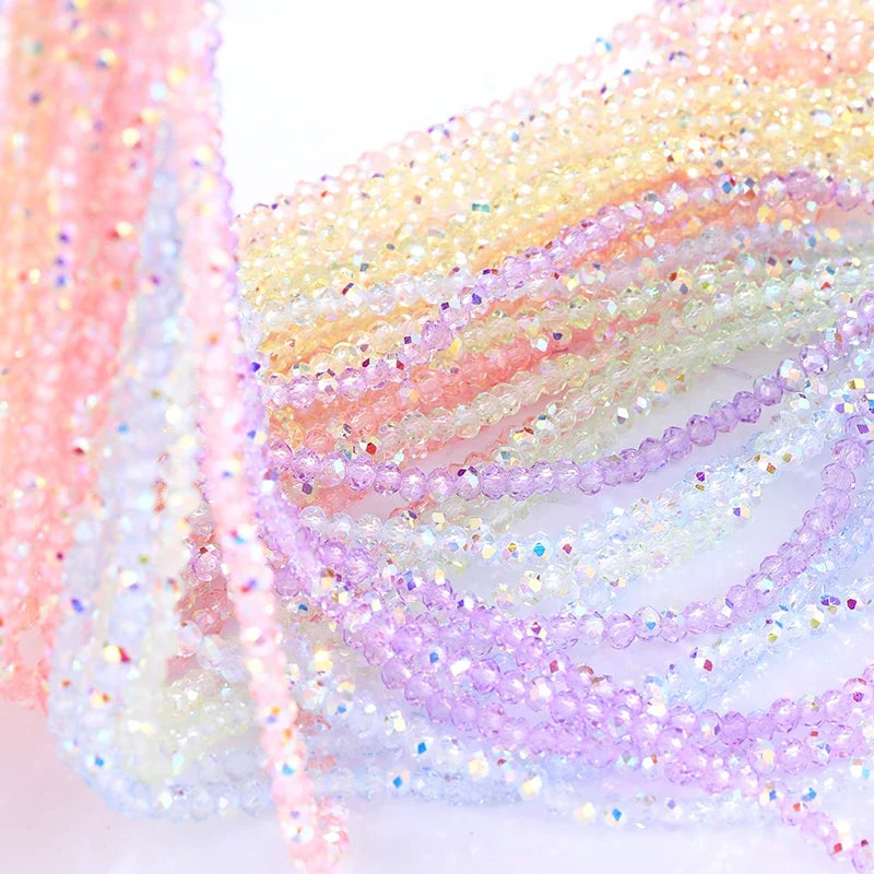Faceted AB Crystal Glass Rondelle Beads – 110pcs per Strand Jewelry Making Beads Qme