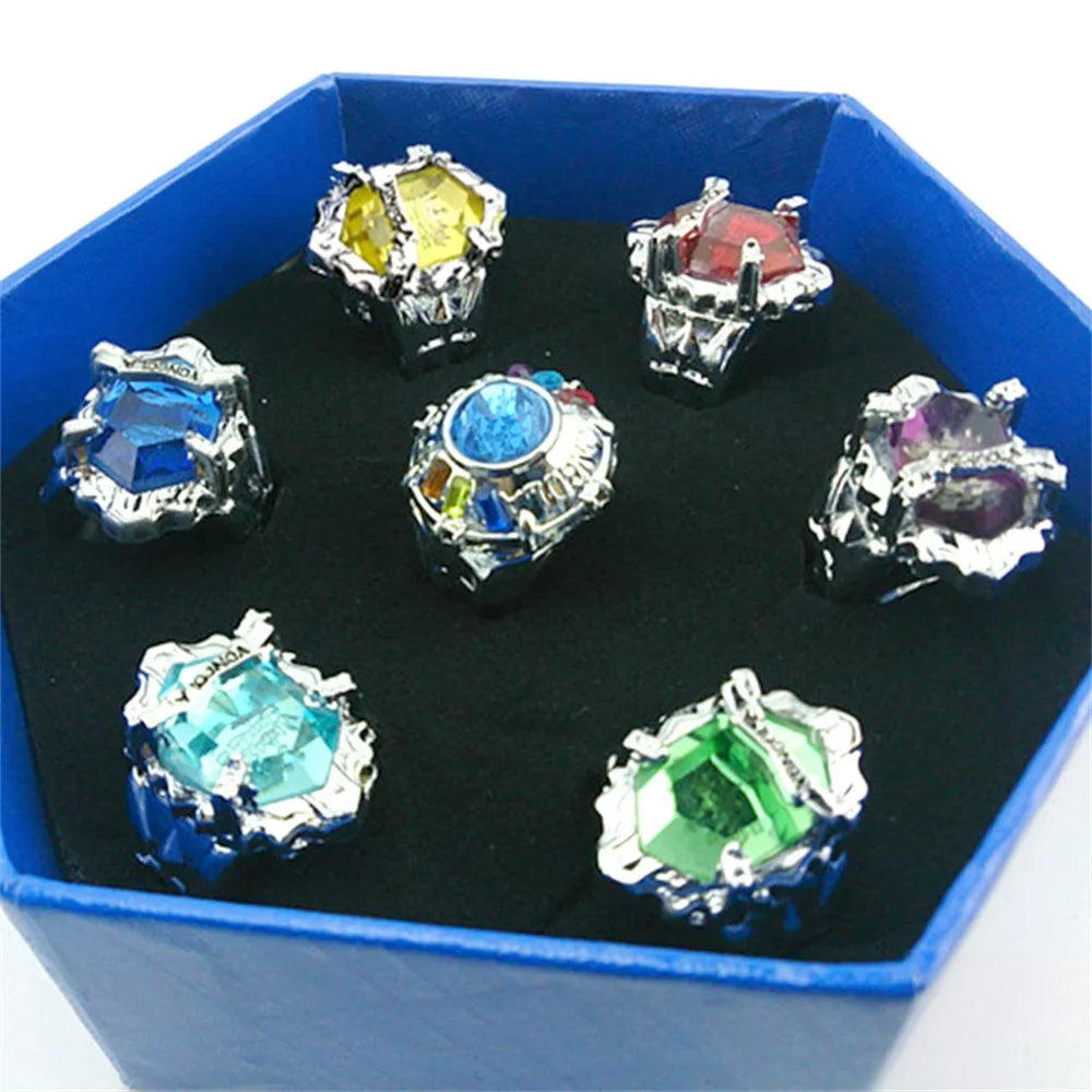 Hitman Reborn Anime Hell Ring 7-Piece Box Set | Glass Rings Anime Ring Set Qme