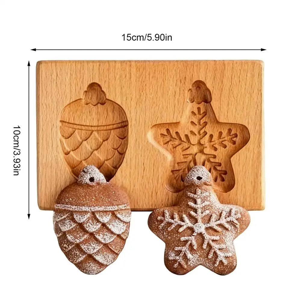 Wooden 3D Cookie Press Stamp – Easy Release Baking Mold Cookie Press Mold Qme as shown