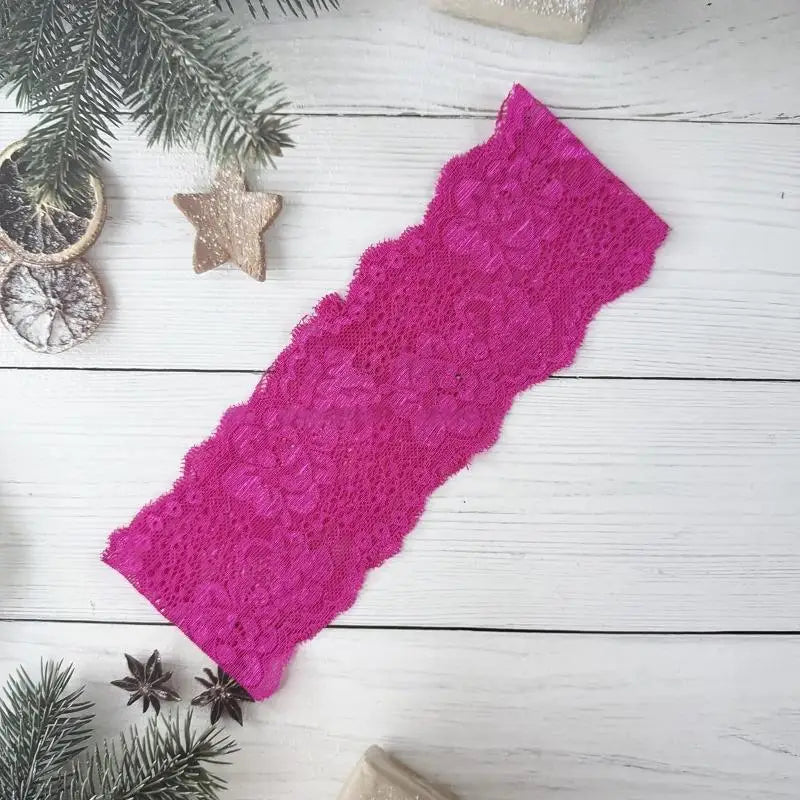 Lace Floral Wide Headband – Soft Elastic Hair Wrap for Women Lace Hair Headband Qst Rose red