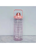 Large 2000ml Water Bottle with Straw & Time Marker Water Bottle Qme pink >1L