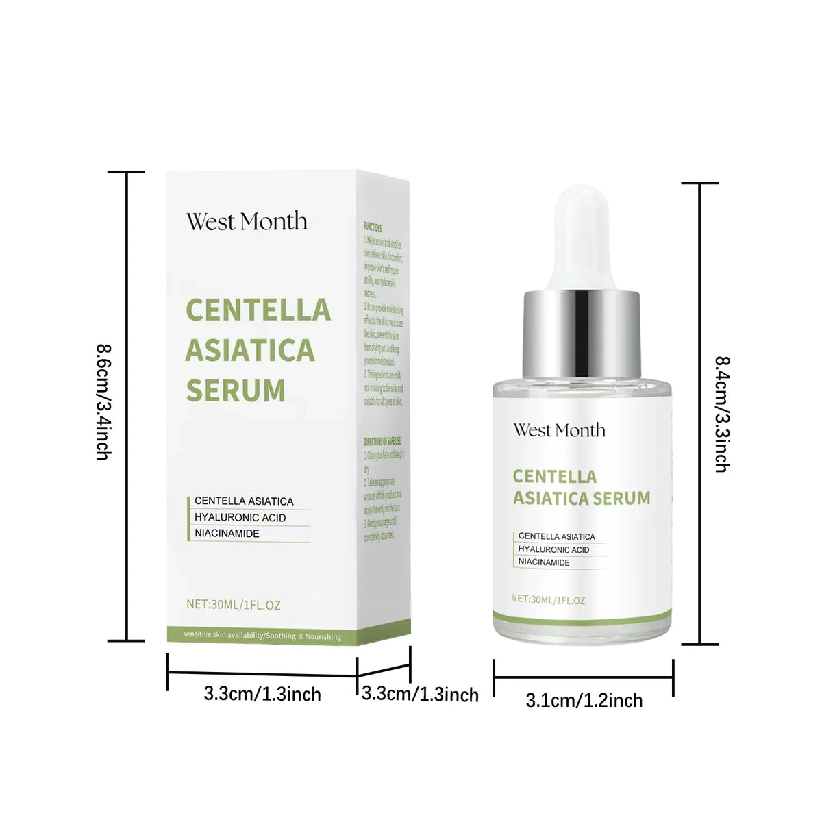 Centella Asiatica Brightening Hydrating Facial Serum Facial Serum Qme 30ml Boxed