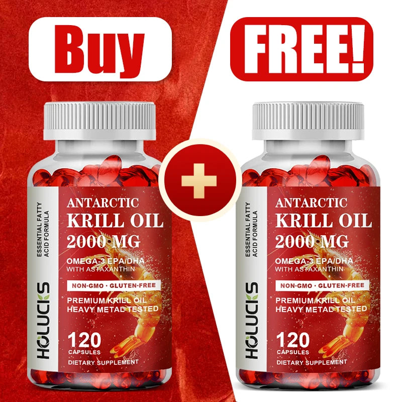 Antarctic Krill Oil 2000mg Softgels – Omega-3 DHA EPA Astaxanthin Omega-3 Supplement Qst
