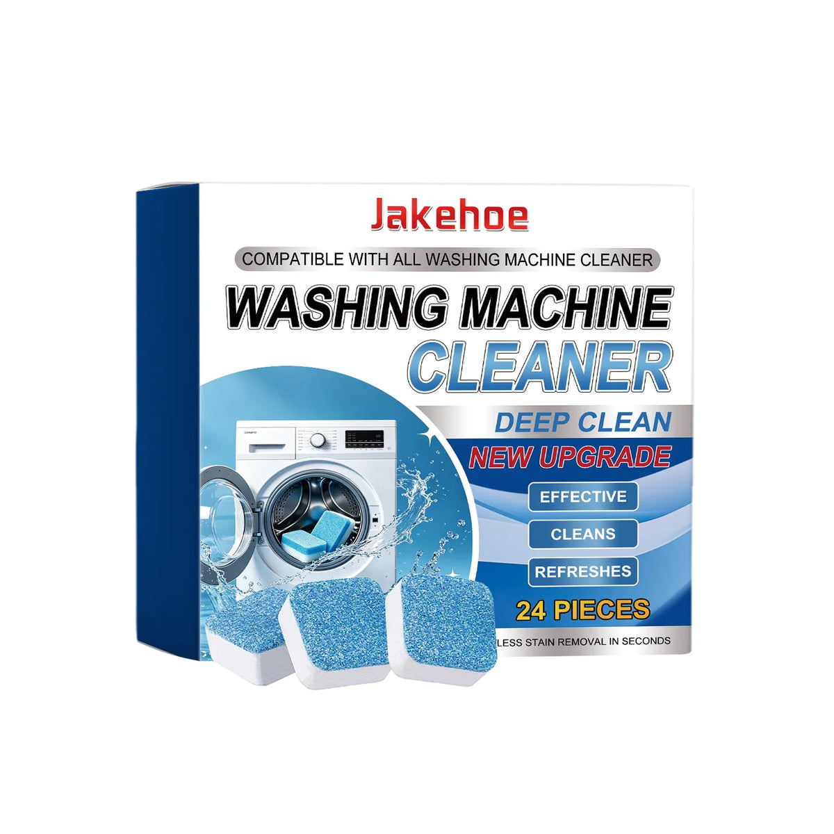Washing Machine Cleaning Tablets – Mold, Scale & Odor Remover Washer Cleaning Tablets Qme 24PCS Boxed
