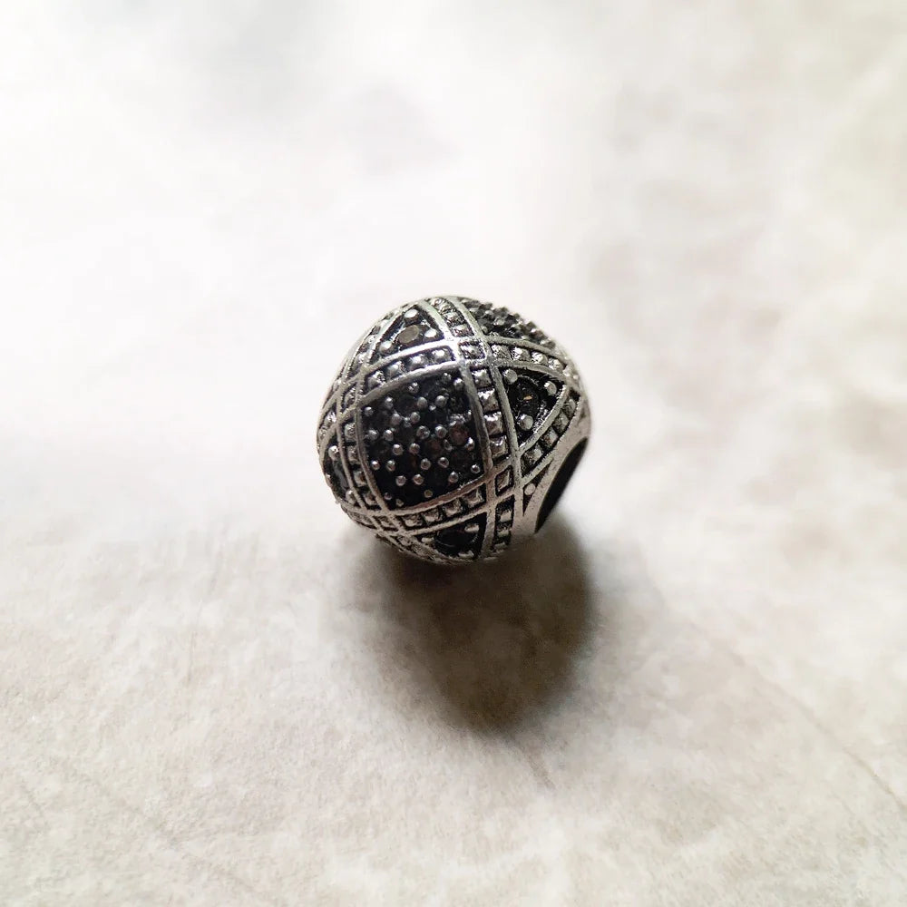 Champagne CZ 925 Sterling Silver Karma Charm Bead Sterling Silver Charm Bead Qme