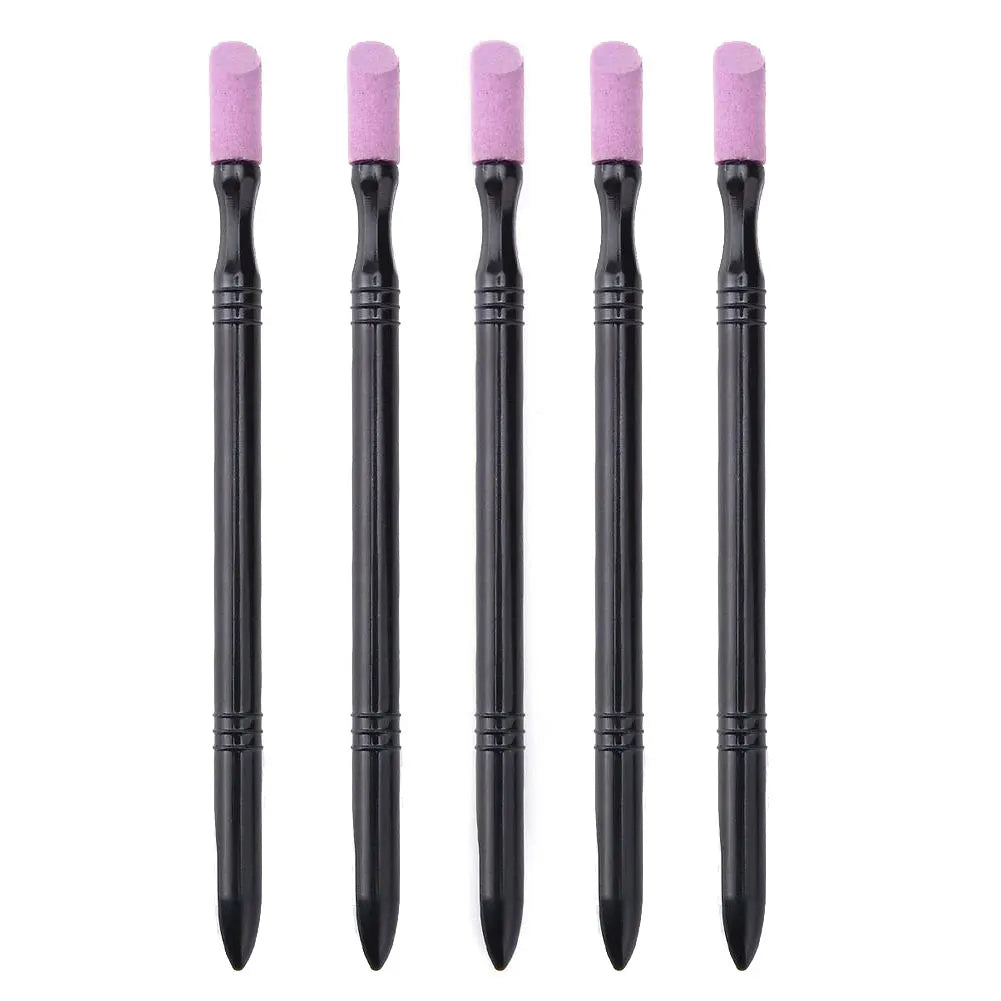 Nail Sanding File Cuticle Stone Pusher & Art Pen Tool | Qme Nail Care Tool Qme Black 5pcs