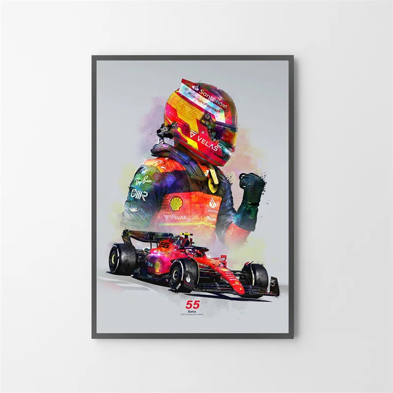 Watercolor F1 Racing Driver Helmet Canvas Print Wall Art Canvas Wall Art Qst