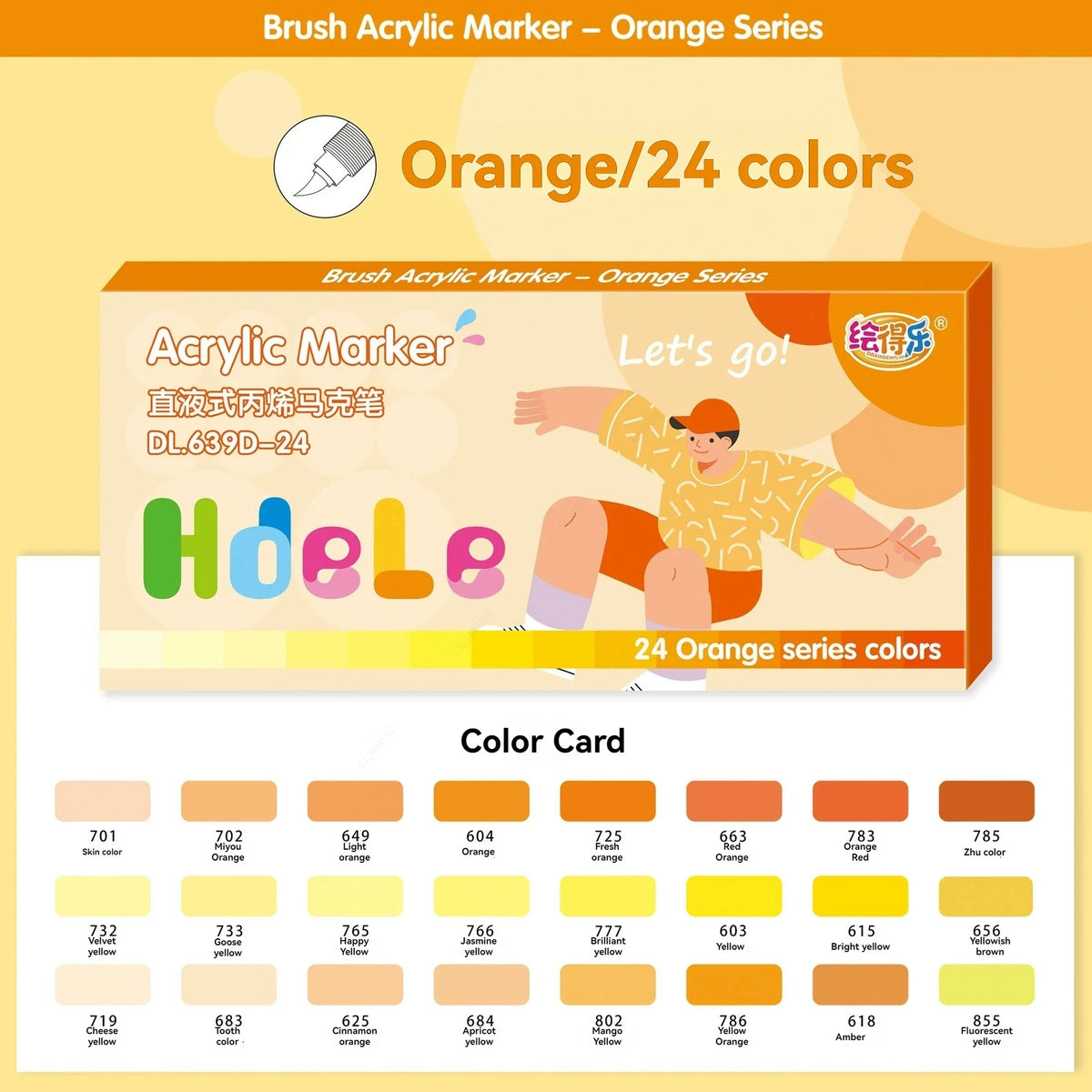 Qme Brush Tip Acrylic Paint Markers | Direct-Liquid Ink Acrylic Paint Markers Qme 639D-24