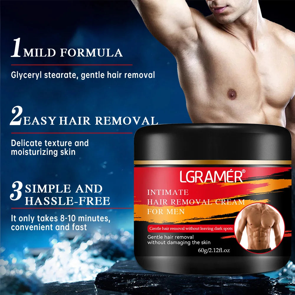 LGRAMER Men's Hair Removal Cream – Body, Arm & Armpit 60g Hair Removal Cream Qst