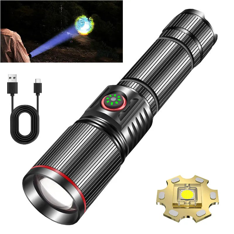 50W Super Bright LED Zoom Flashlight – Type-C Rechargeable LED Zoom Flashlight Qst