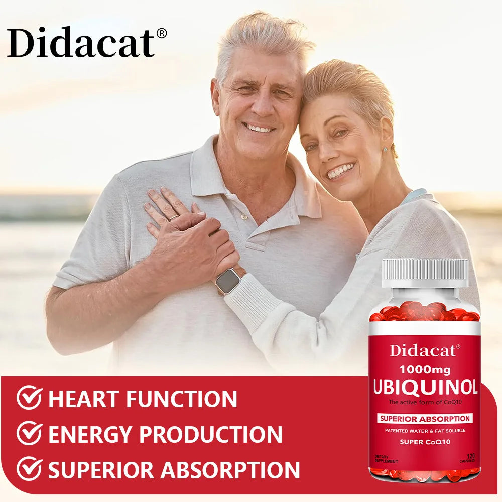 Ubiquinol CoQ10 1000mg Vegan Softgels – Daily Wellness Support CoQ10 Supplement Qst