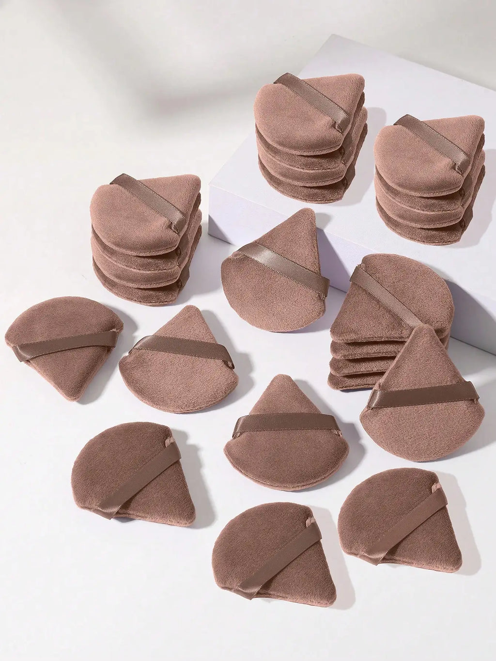 Triangle Sponge Puff Set – Loose Powder Setting & Blending Makeup Sponge Puff Qme Brown