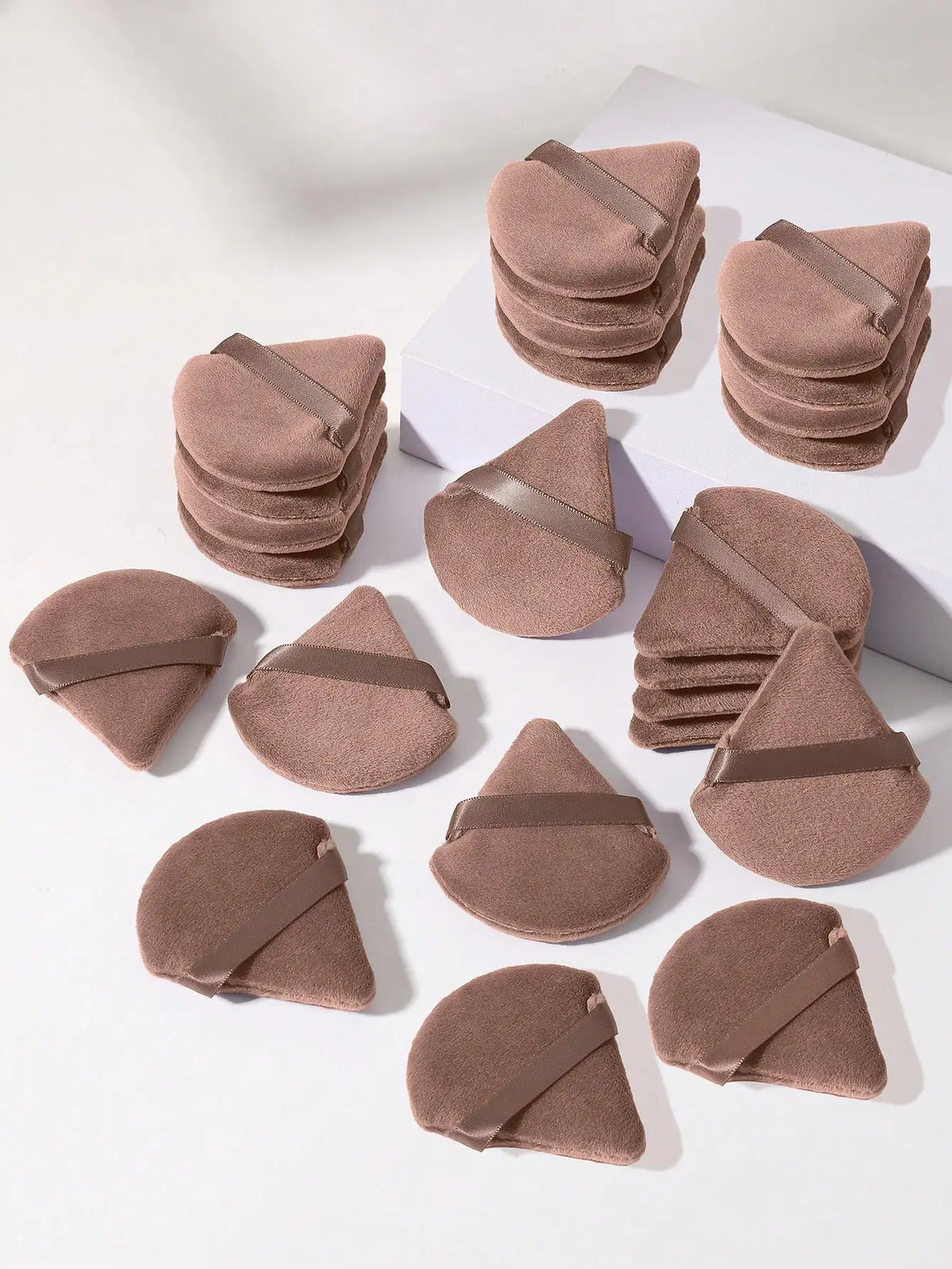Triangle Sponge Puff Set – Loose Powder Setting & Blending Makeup Sponge Puff Qme Brown