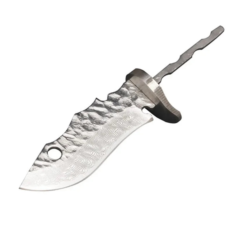 Damascus Steel Fixed Blade Knife Blank – DIY Billet 16cm Knife Making Blank Qst