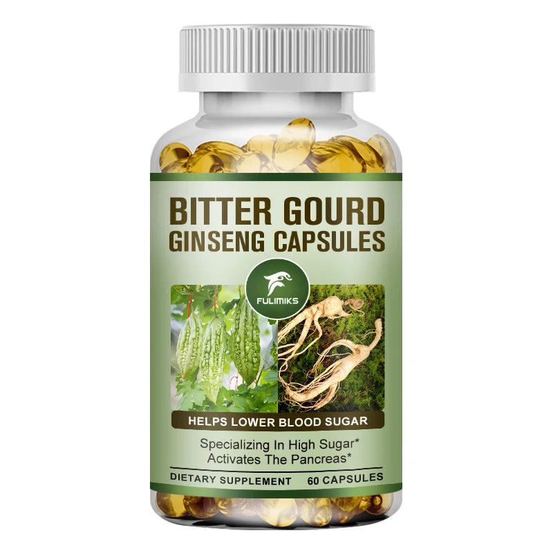 FULIMIKS Bitter Melon & Ginseng Capsules with Chromium 120ct Herbal Supplement Qst 60pcs - 1 BOX Trial