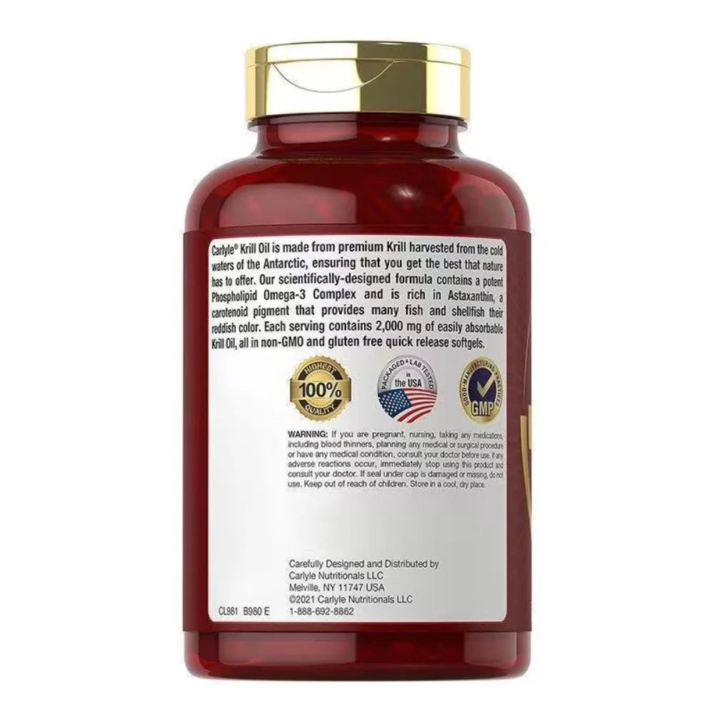 Antarctic Krill Oil 2000mg 120 Softgels | Omega-3 EPA DHA Astaxanthin Omega-3 Supplement Qst