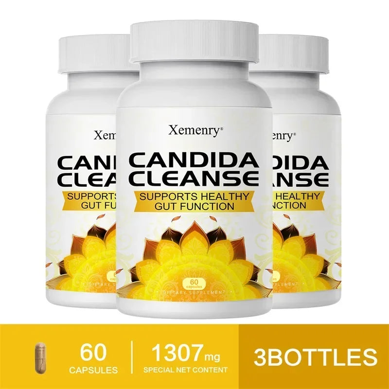 Xemenry Candida Cleanse – Gut Health & Detox Capsules Digestive Health Supplement Qst 60 Capsule-3 bottles