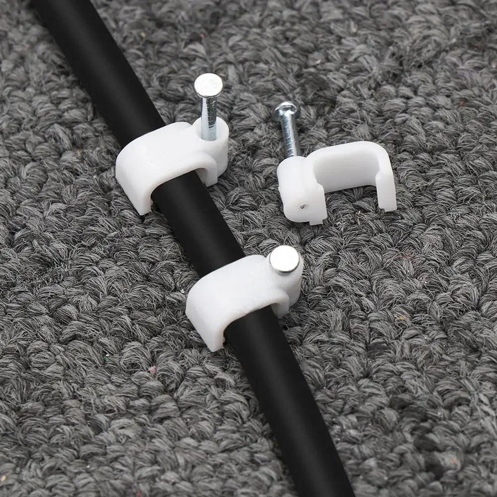 Steel Nail Cable Clamp Circular Fixing Clips | Wire Management Cable Management Clips Qme