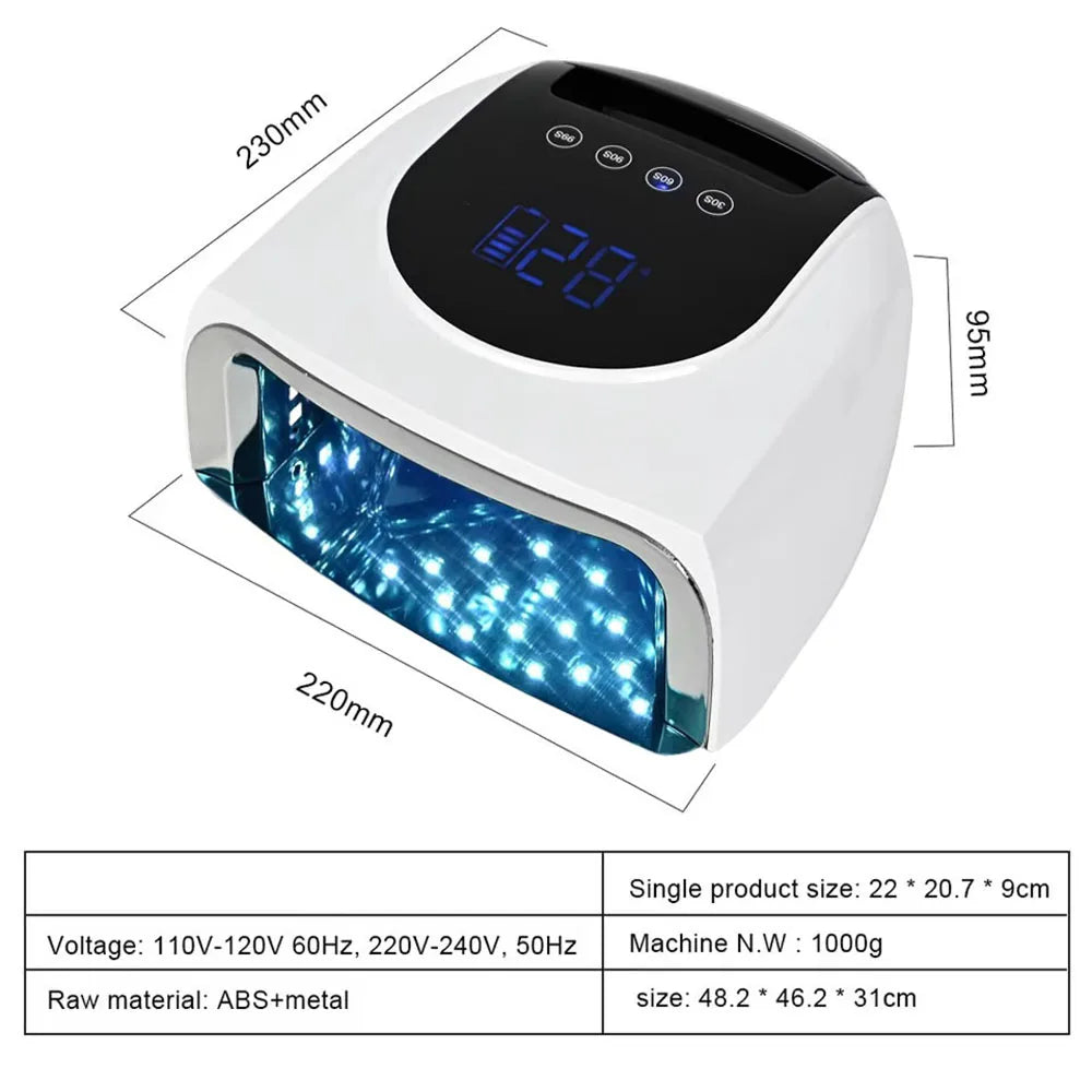 96W Rechargeable UV LED Nail Lamp – Mirror Base Gel Dryer UV LED Nail Lamp Qst