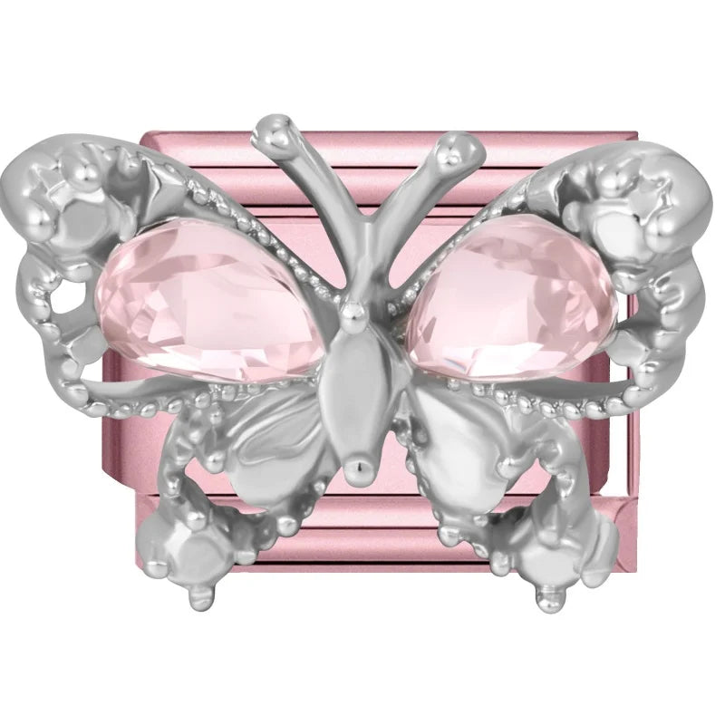 Zircon Bow & Star Italian Charm Links | Stainless Steel DIY