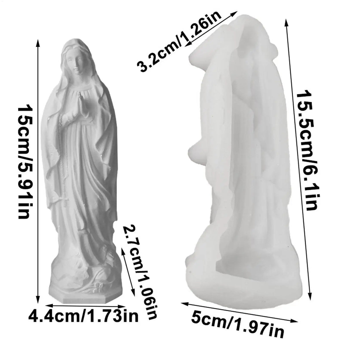 Silicone Mary Statue Mold | Candle, Soap & Resin Crafts Silicone Craft Mold Qme