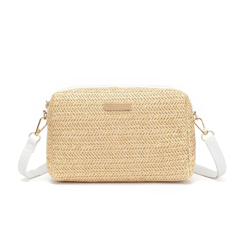 Bohemian Straw Woven Bucket Bag | Shoulder Handbag Straw Bucket Bag Qme XS 21x15x7cm