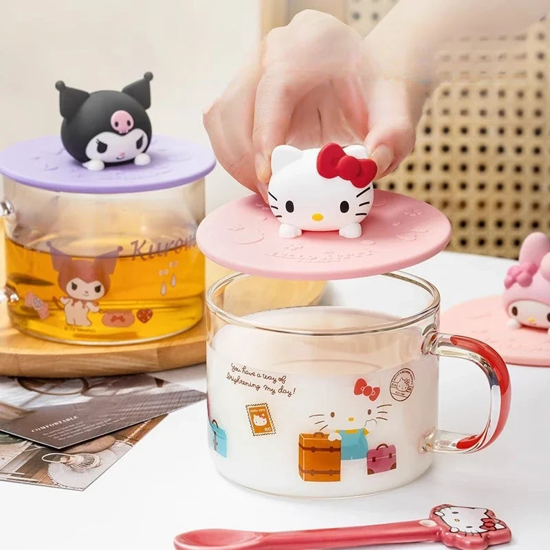 Hello Kitty Kuromi 3D Silicone Cup Lid – Universal Round Cover Silicone Cup Lid Qme