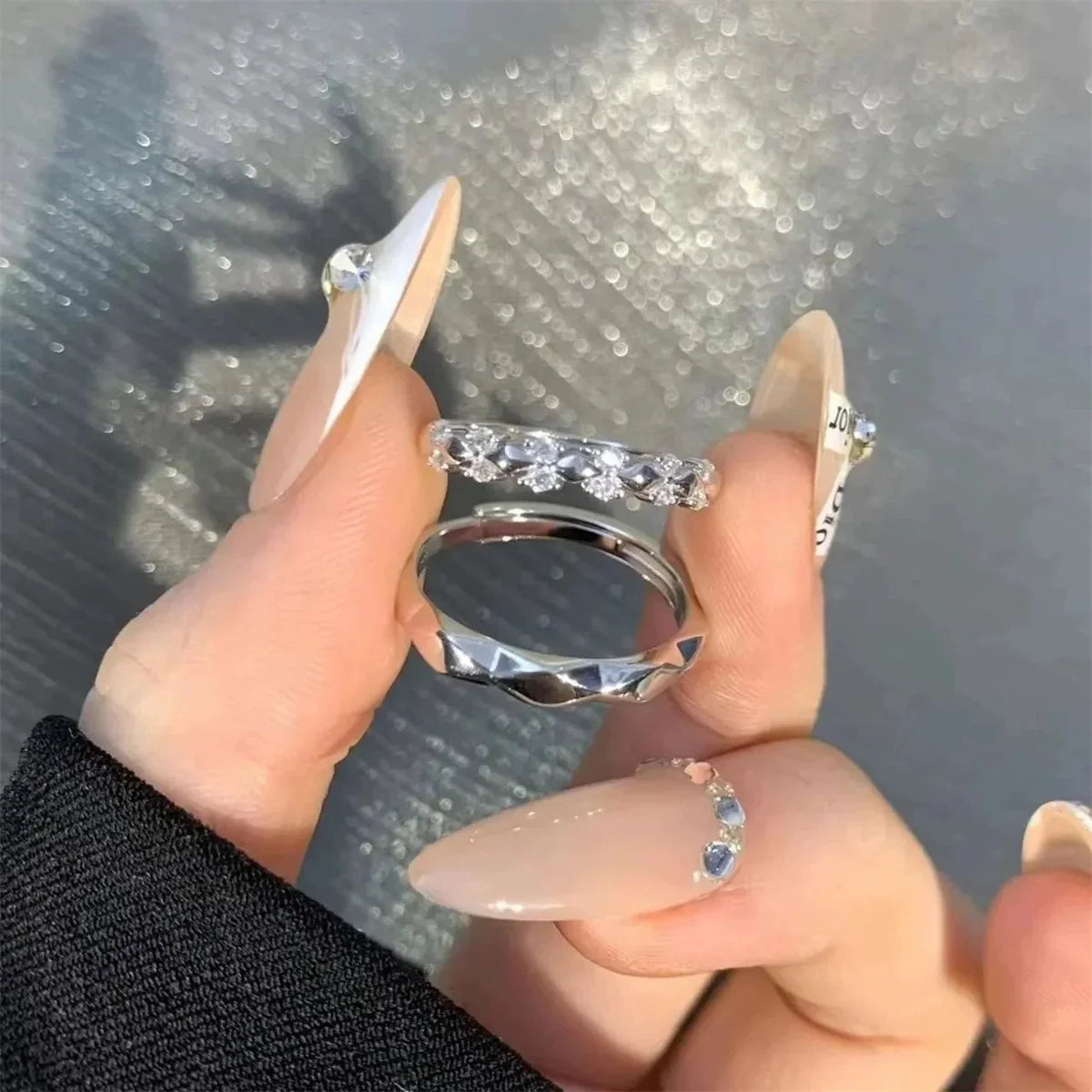 Y2K Star Cross Crystal Ring – Hiphop Zircon Unisex Ring Crystal Statement Ring Qme