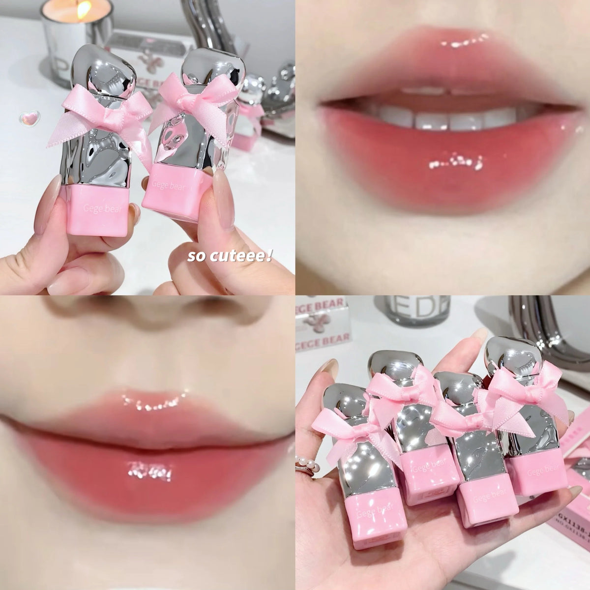 Gegebear Water Gloss Lip Glaze – Mirror Finish, 8 Shades Lip Gloss Glaze Qme
