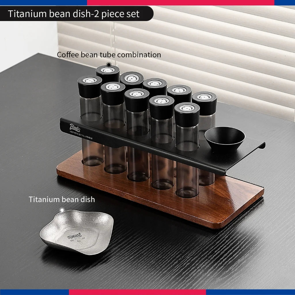 BINCOO Pure Titanium Coffee Dosing Tray & Stand Set Coffee Dosing Set Qst 2pcs Set C