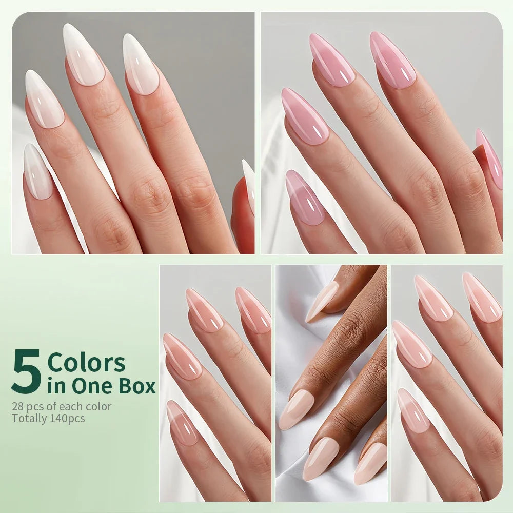 Nailpop 140pc Nude Pink Press-On False Nails – 5 Mixed Colors Press-On False Nails Qme