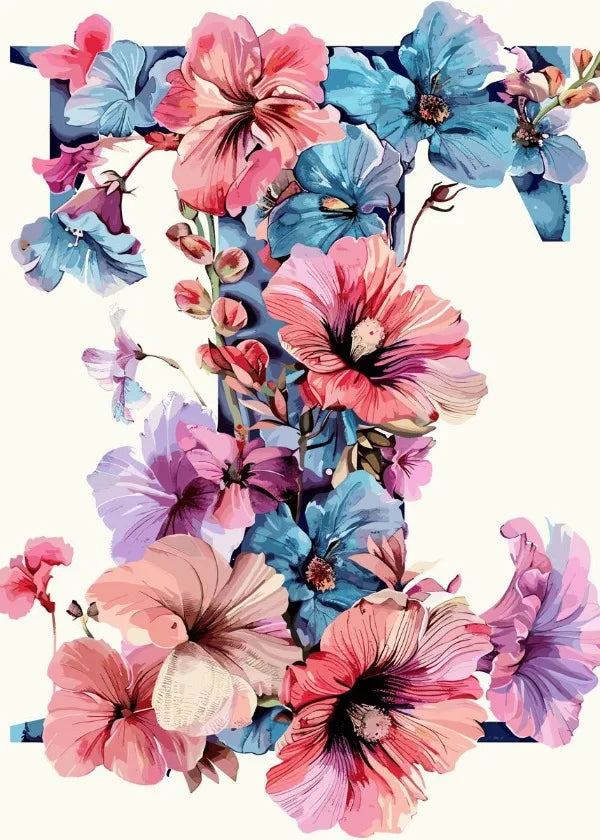 Flower Alphabet Wreath Canvas Wall Art – Modern Poster Canvas Wall Art Qst