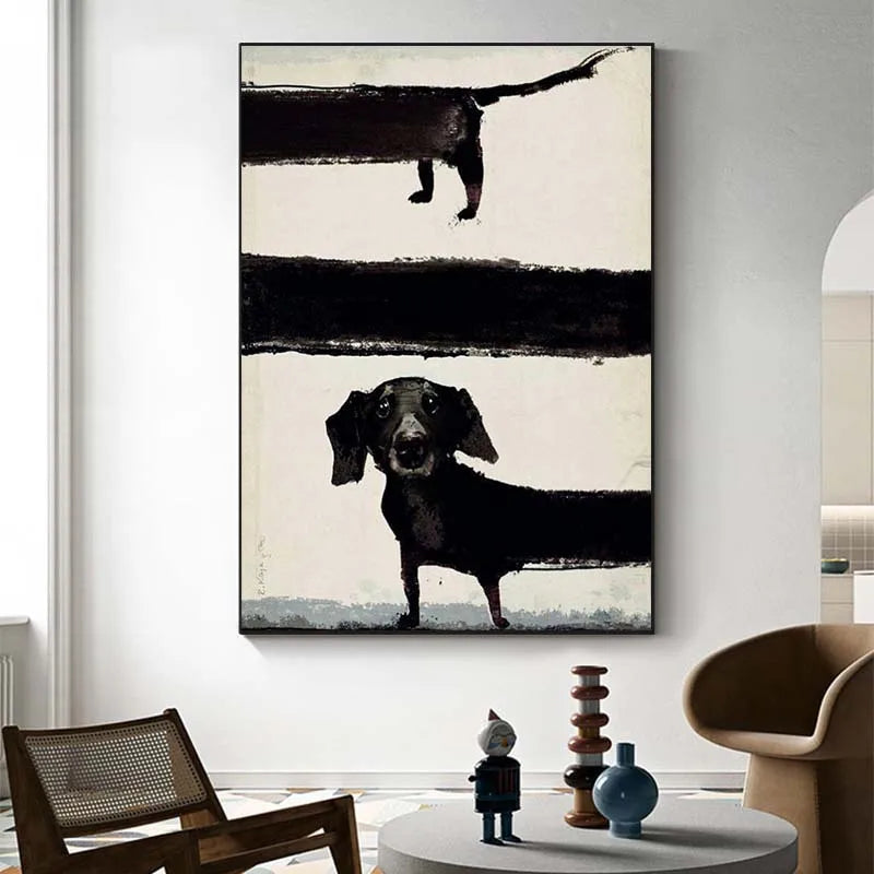 Abstract Dachshund Dog Canvas Wall Art Poster | Modern Home Decor Canvas Wall Art Qst