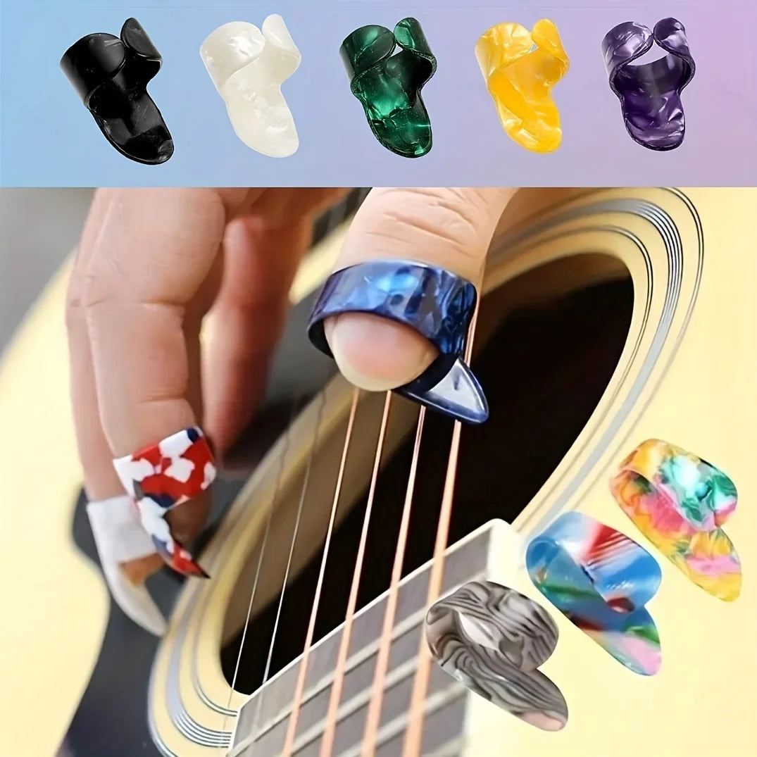 Celluloid Flat Thumb Finger Picks for Guitar & Ukulele – 12 Pack Guitar Finger Picks Qme