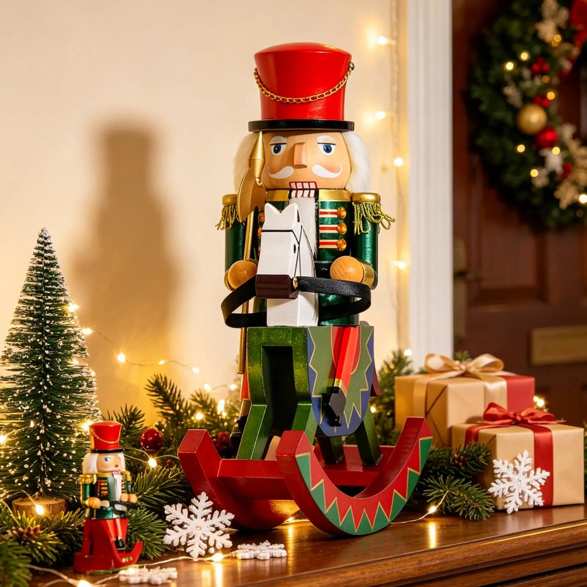 Retro Wooden Nutcracker Christmas Statue | Holiday Figurine Christmas Figurine Qme