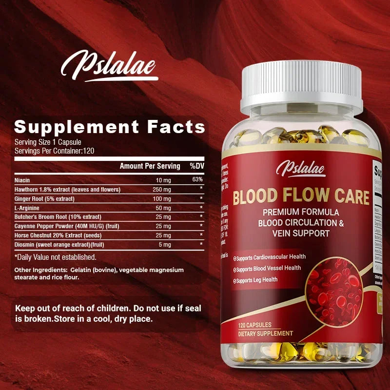 Pslalae Blood Flow Support Supplement – Niacin & L-Arginine Circulation Supplement Qst