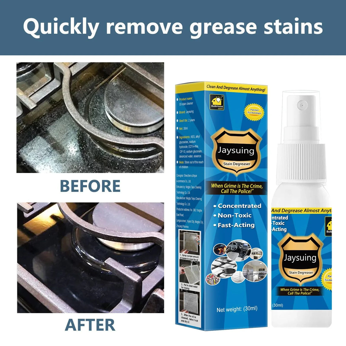 Kitchen Degreaser Spray – Oven, Grill & Range Hood Cleaner Kitchen Degreaser Spray Qme