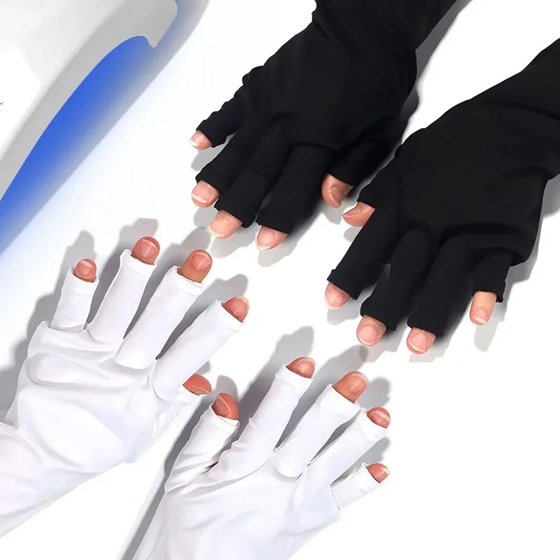UV Manicure Gloves – Fingerless Gel Nail Art Hand Protection Manicure Protection Gloves Qme