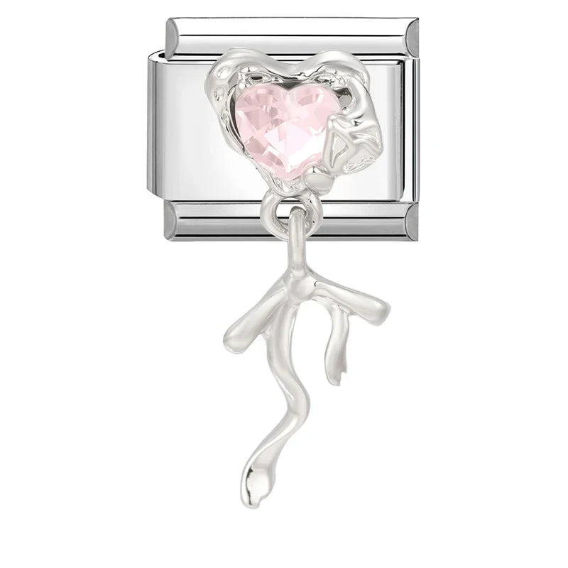 Zircon Heart Bird Bowknot Star Pendant Italian Charm | 9mm Italian Charm Pendant Qme Style 24