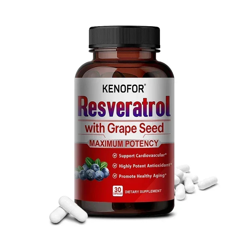 Resveratrol 1500mg Complex – Grape Seed & Green Tea Extract Antioxidant Supplement Qst 30 count-1 bottle
