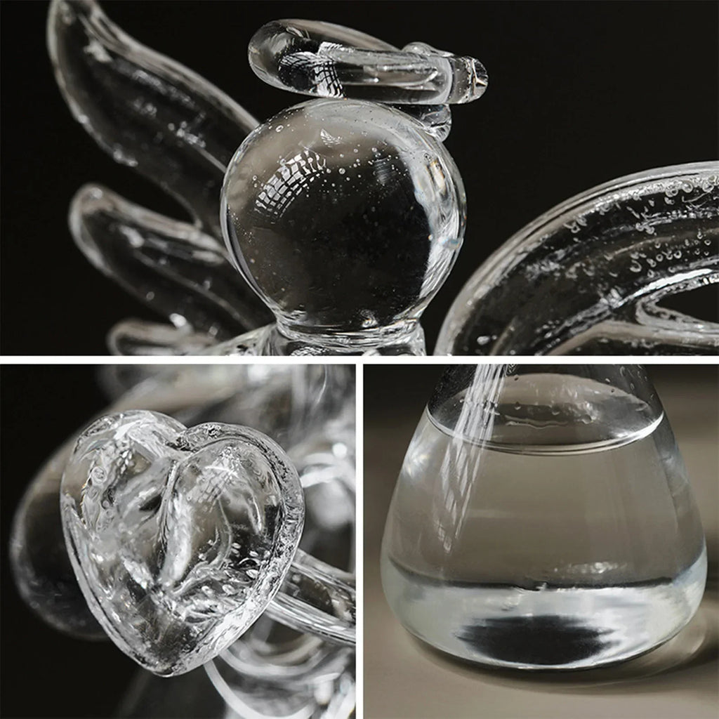 Clear Glass Angel & Heart Vase – Indoor Outdoor Flower Ornament Decorative Glass Vase Qme