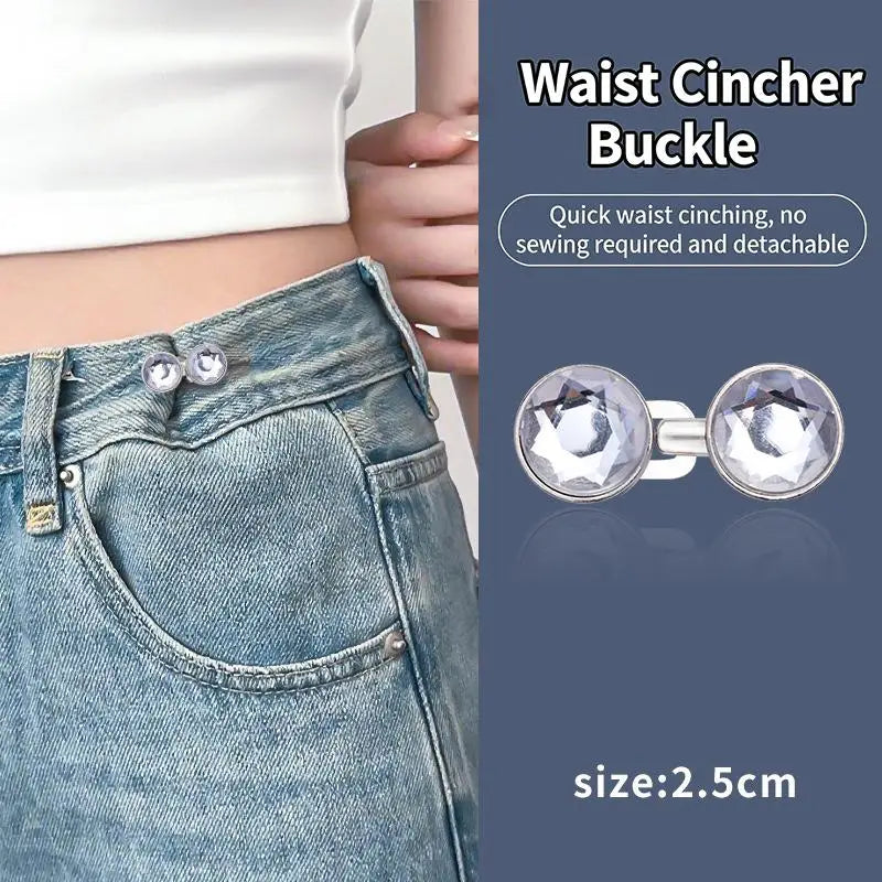 Rhinestone Pearl Adjustable Jean Waist Buckle Buttons – 4 Colors Waist Buckle Clip Qme A4