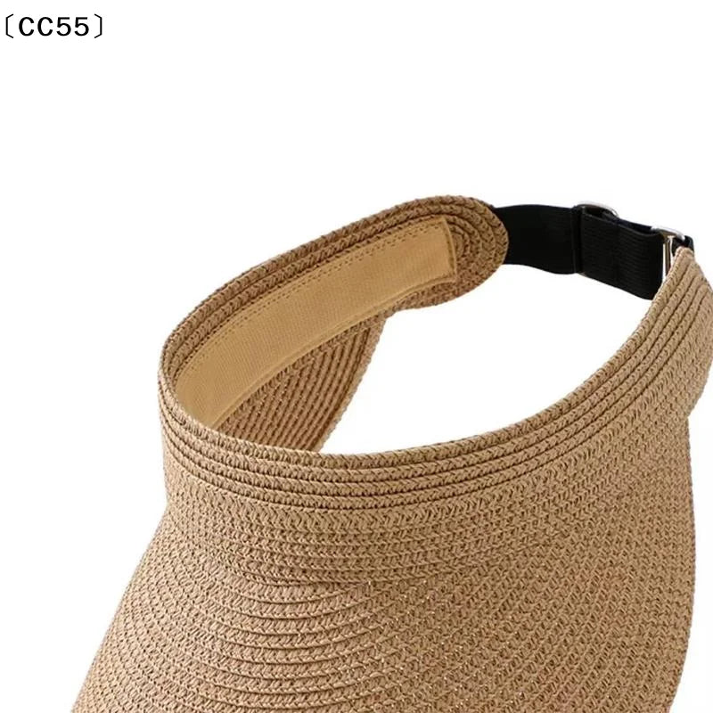 UPF 50+ Foldable Wide Brim Straw Visor Hat – Beach Sun Hat Straw Sun Visor Hat Qst