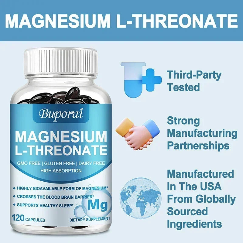 Magnesium L-Threonate Capsules – Focus, Memory & Nerve Support Mineral Supplement Qst